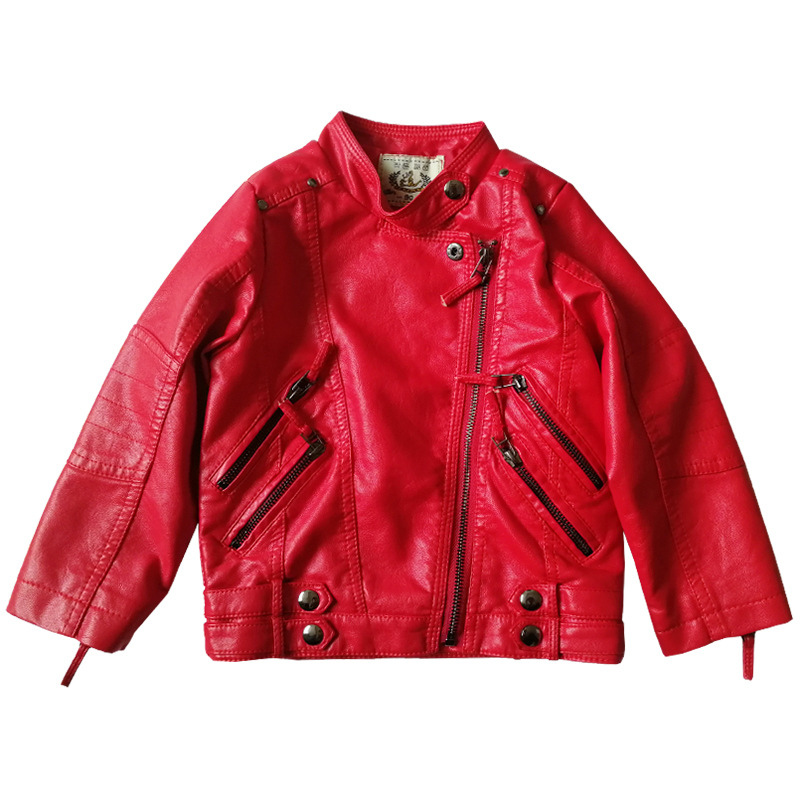 Streetwear Brand Red - Girls Christmas Red Motorcycle Pu Leather