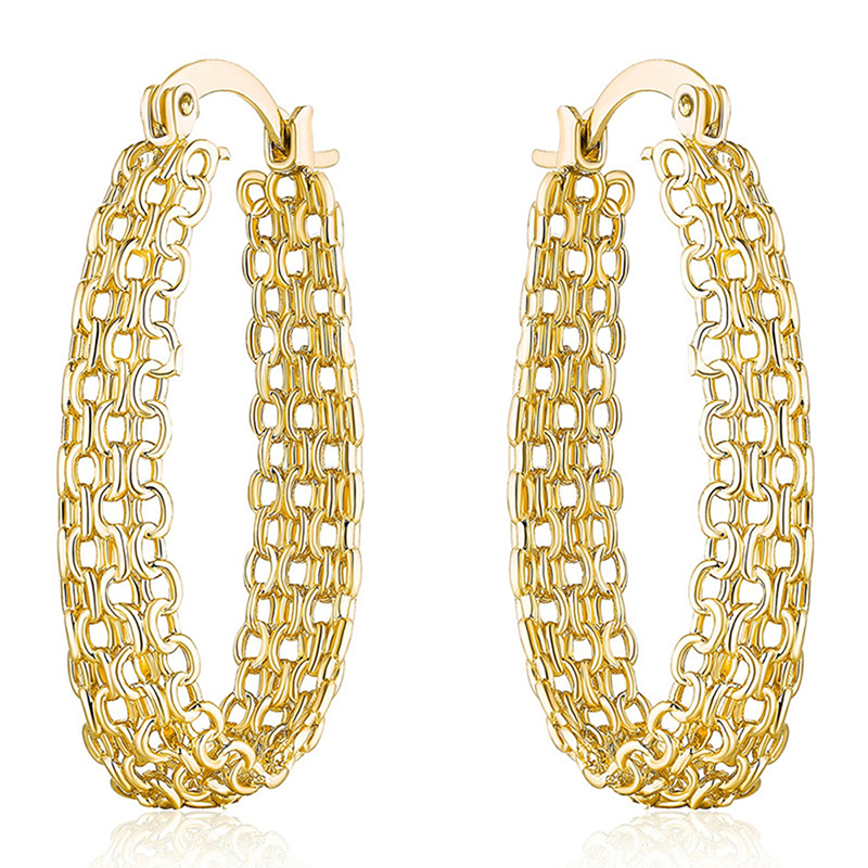 Streetwear Brand Accessories - Huitan Fashion Chain Design Hoop Earrings