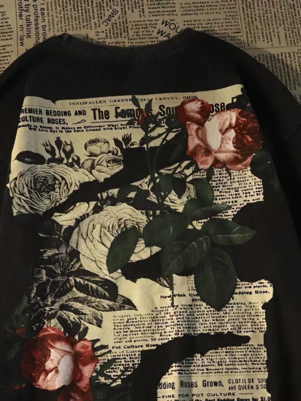 Streetwear Brand Niche - New 2025 Rose Short-sleeved American Retro