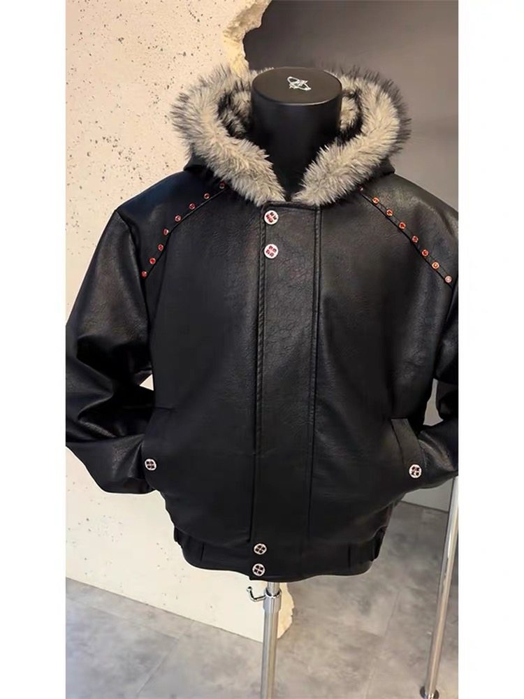Urban Streetwear Brand - Fur Collar Natural With Botton Jackets