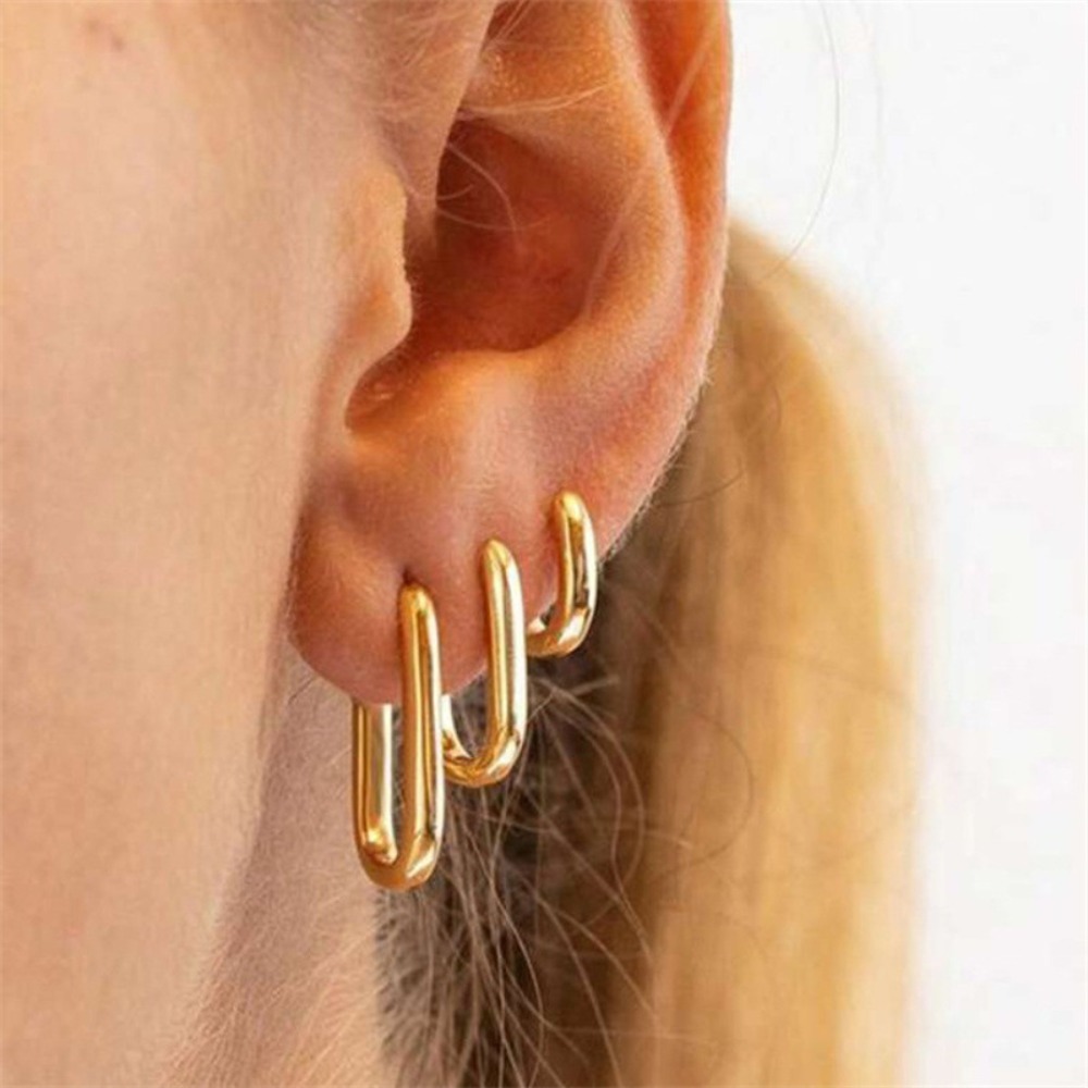 Streetwear Brand Accessories - 3pcs Pun Style Geometric Ellipse Hoop
