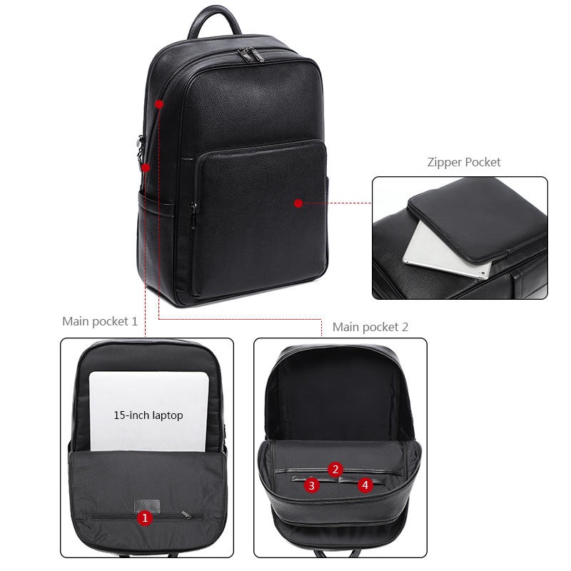 100% Cow Genuine Leather Men B - Streetwear Brand Backpack ulasan dan harga