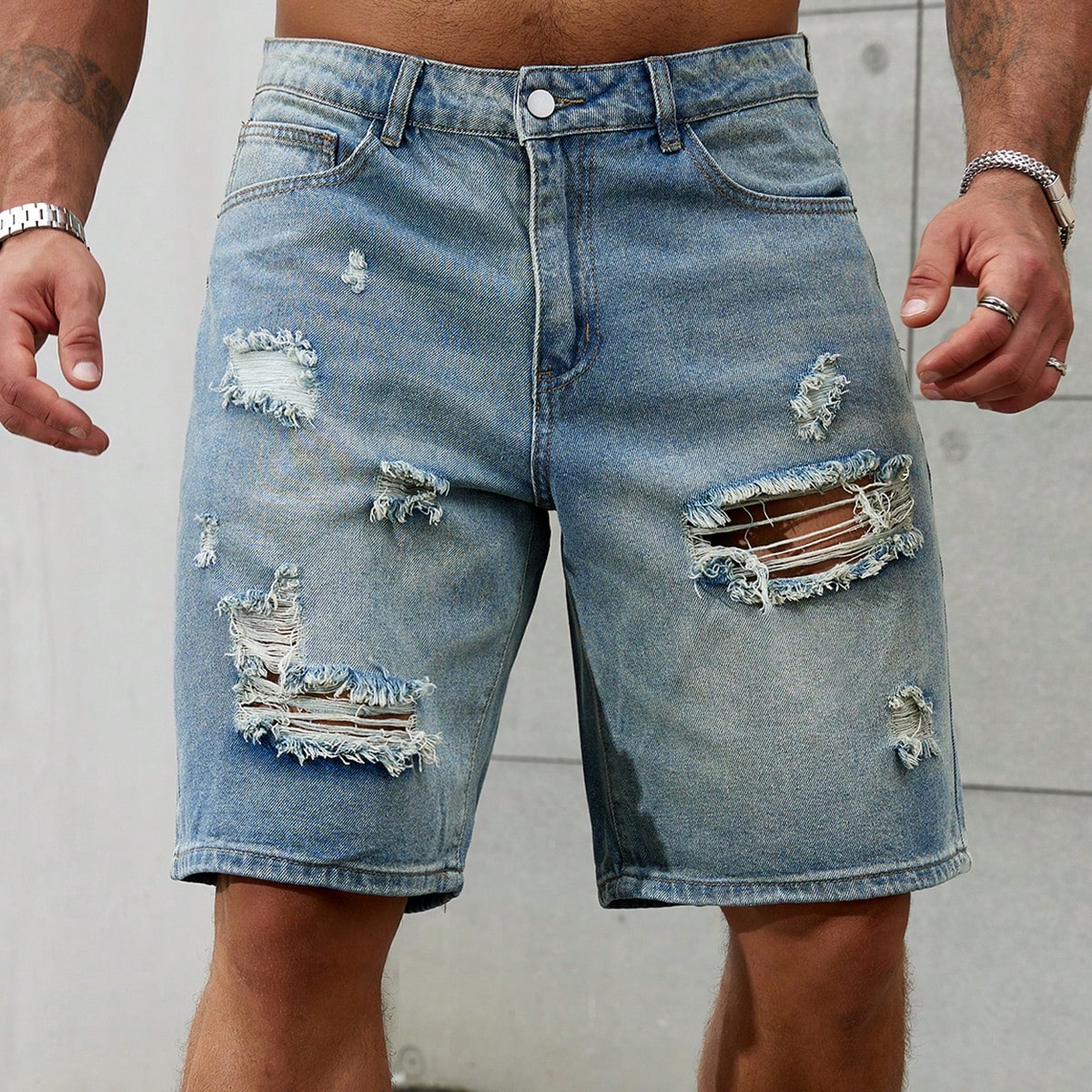 New Fashion Mens Ripped Short  - Streetwear Brand New ulasan dan harga