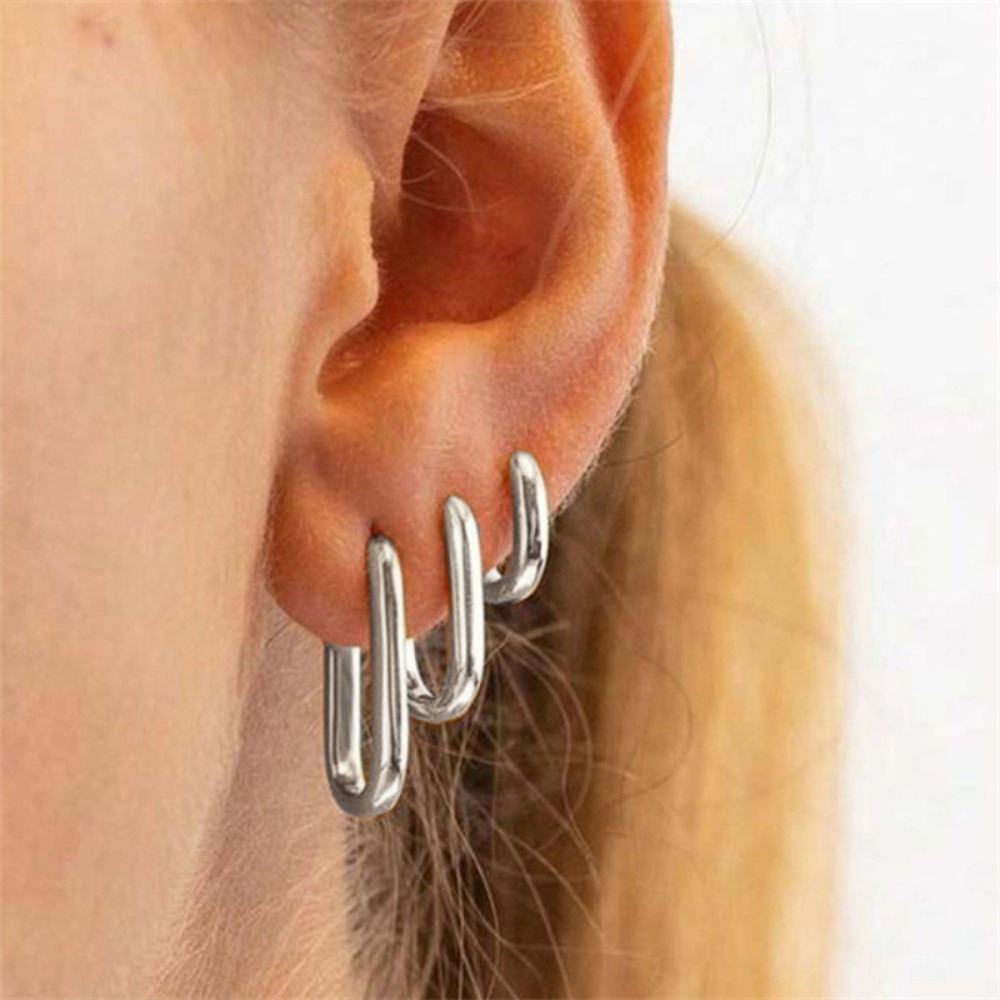 3pcs Pun Style Geometric Ellip - Streetwear Brand Accessories ulasan dan harga